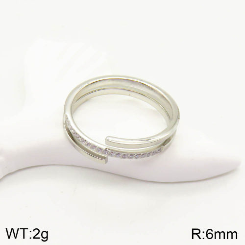 Ατσάλινο δαχτυλίδι βεράκι με ζιργκόν χρώμα ασημί (R3026)