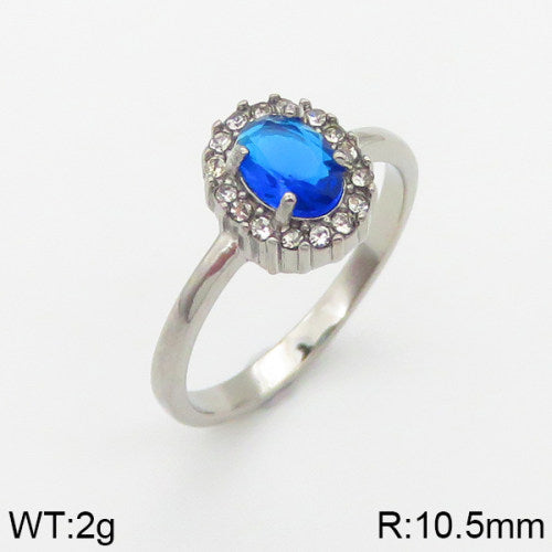 Ατσάλινο δαχτυλίδι ροζέτα μπλε πέτρα ζιργκόν (R3081)