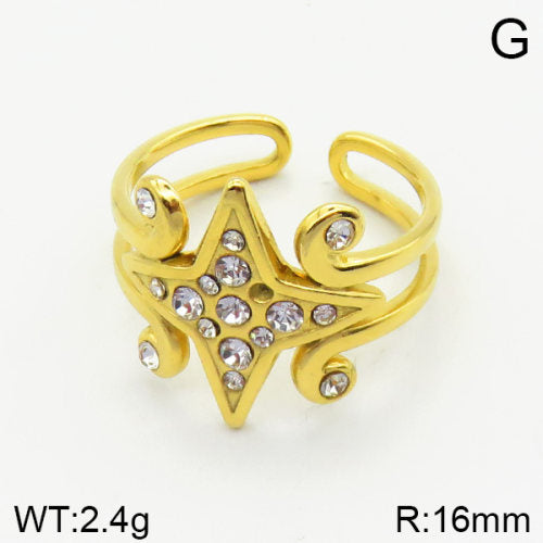 Ατσάλινο δαχτυλίδι ρυθμιζόμενο αστέρι ζιργκόν (R3084)