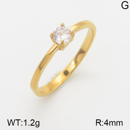 Ατσάλινο δαχτυλίδι μονόπετρο επιχρυσωμένο (R3098)