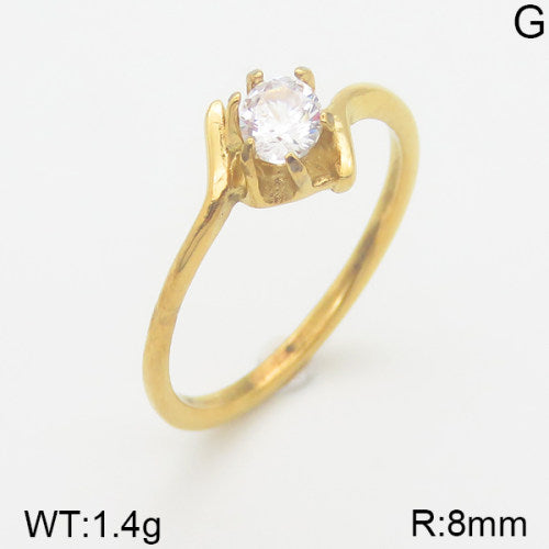 Ατσάλινο δαχτυλίδι μονόπετρο επιχρυσωμένο (R3102)