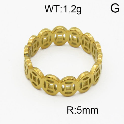 Ατσάλινο δαχτυλίδι με γεωμετρικά σχέδια επιχρυσωμένο (R3113)