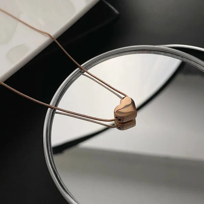 Ατσάλινο κολιέ καρδιά επιχρυσωμένο 18k (N1564)