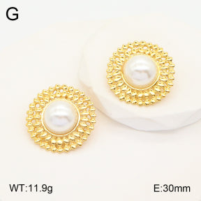 Σκουλαρίκια ατσάλι χρυσά με πέρλα 3cm (E3428)