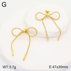 Σκουλαρίκια ατσάλι χρυσά φιόγκος μακριά 4.7 cm (E3440)
