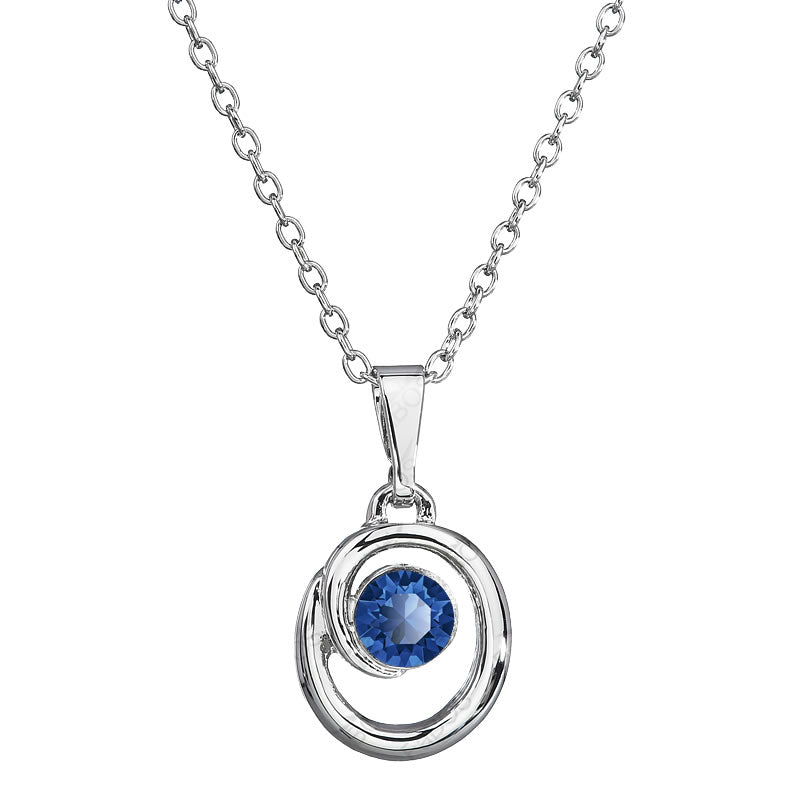 Κολιέ ορείχαλκος ασημί με κρύσταλλο Swarovski 2x1.2cm