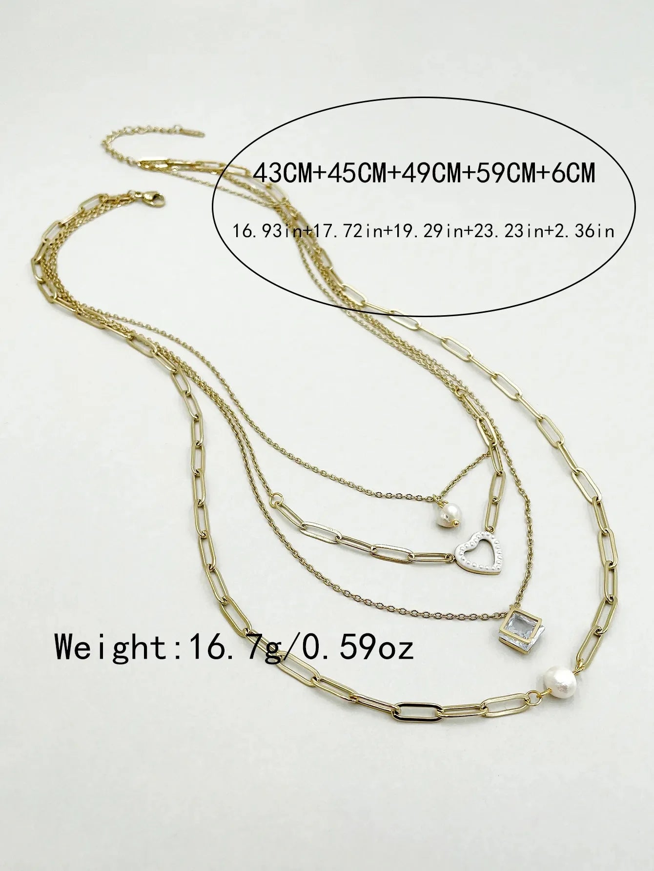 Κολιέ ατσάλινο τετραπλό επιχρυσωμένο 18k (N1517)
