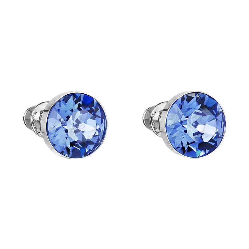 Χειροποίητα σκουλαρίκια καρφωτά με κρύσταλλο swarovski ζαφείρι (F1065)