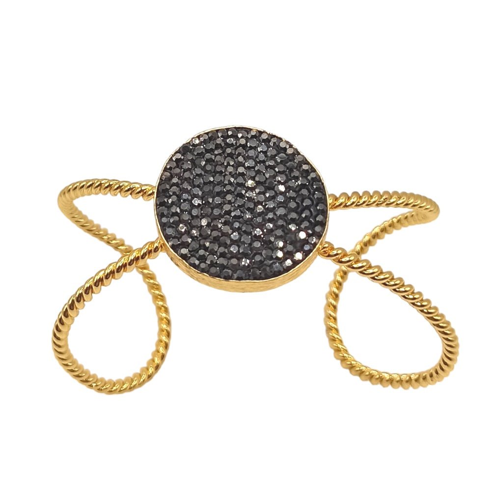 Χειροποίητο βραχιόλι από ορείχαλκο με γκρι ζιργκόν επιχρυσωμένο (B1128)