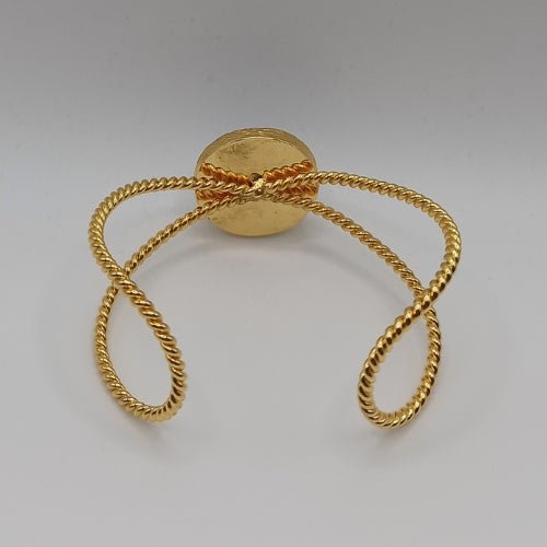 Χειροποίητο βραχιόλι από ορείχαλκο με κόκκινα ζιργκόν επιχρυσωμένο (B1129)