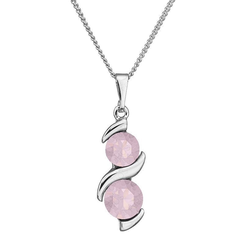 Χειροποίητο κολιέ με κρύσταλλα Swarovski χρώμα ανοιχτό ροζ (F1055)