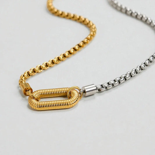 Κολιέ από Ατσάλι με Σύνδεσμο σε Χρυσό & Ασημί (N1813)