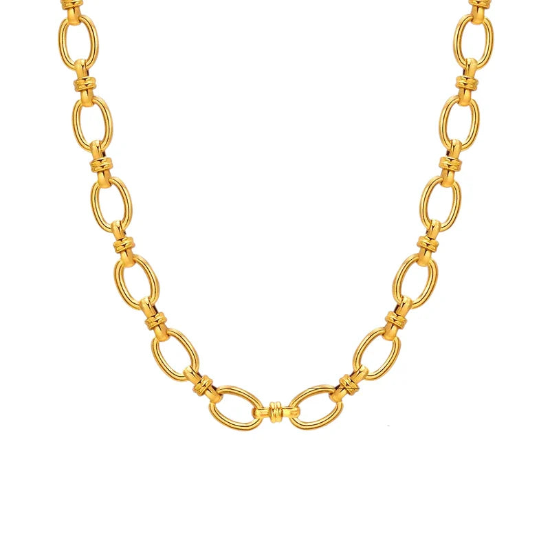 Κολιέ από Ατσάλι με Οβάλ Κρίκους – Χρυσό (N1815)