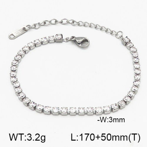 Ατσάλινο βραχιόλι ριβιέρα  με διαφανή ζιργκόν (B3190)