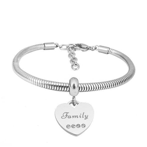 Ατσάλινο βραχιόλι με charm ασημί (B3279)