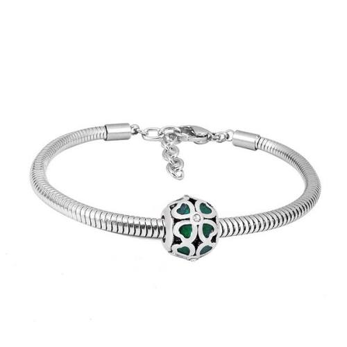 Ατσάλινο βραχιόλι με charm ασημί (B3293)