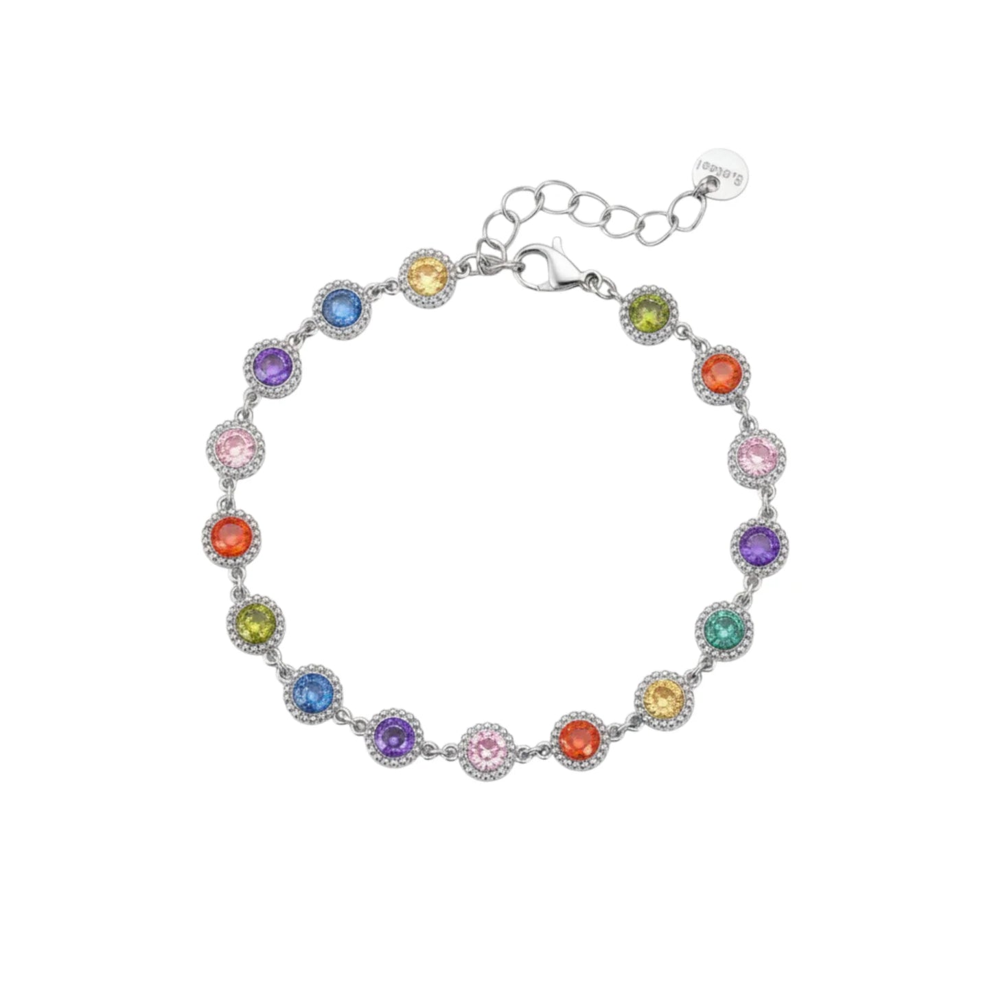Ατσάλινο Ασημί Βραχιόλι με Πολύχρωμα Ζιργκόν (B1721)