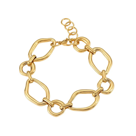 Ατσάλινο Βραχιόλι με Οβάλ Κρίκους – Χρυσό (B1724)