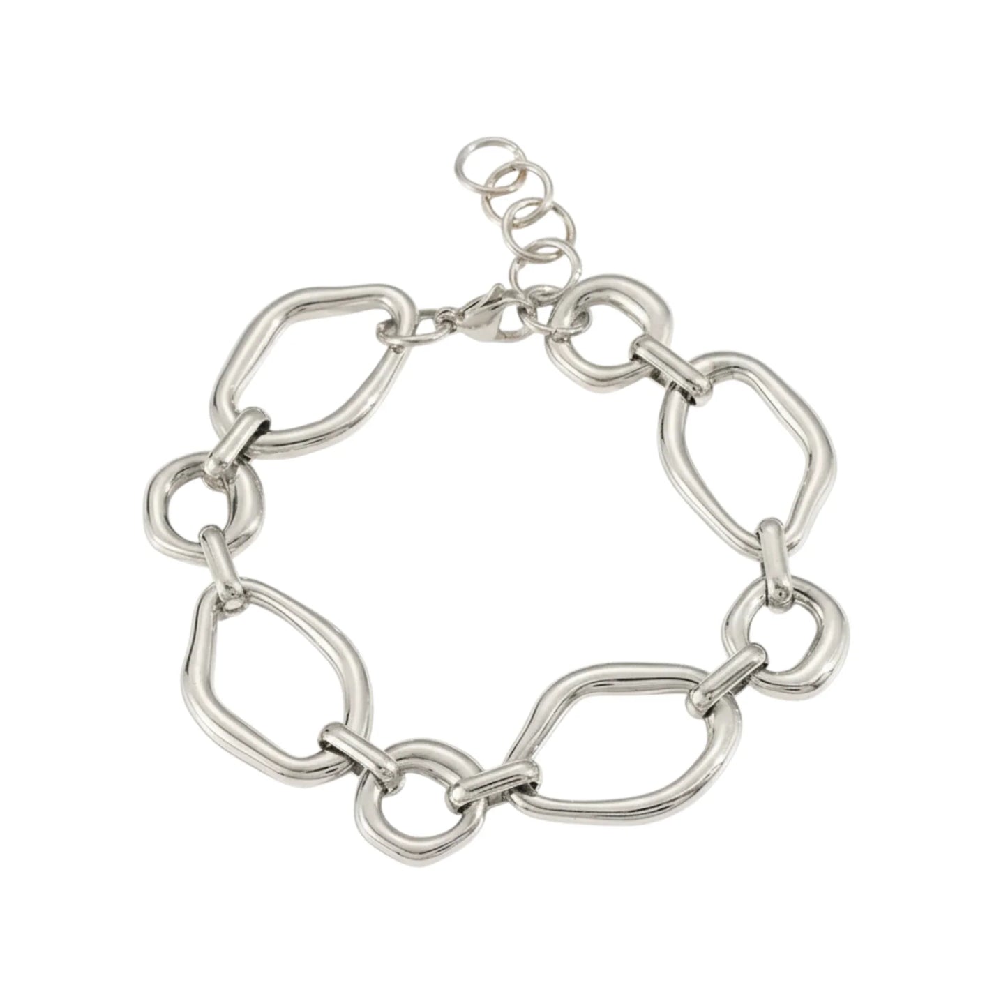 Ατσάλινο Βραχιόλι με Οβάλ Κρίκους – Ασημί (B1725)