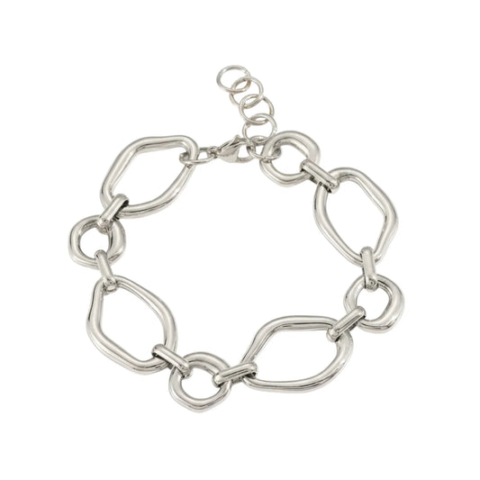 Ατσάλινο Βραχιόλι με Οβάλ Κρίκους – Ασημί (B1725)
