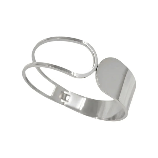 Ατσάλινο Ασημί Βραχιόλι Cuff με Αφηρημένο Σχέδιο (B1734)