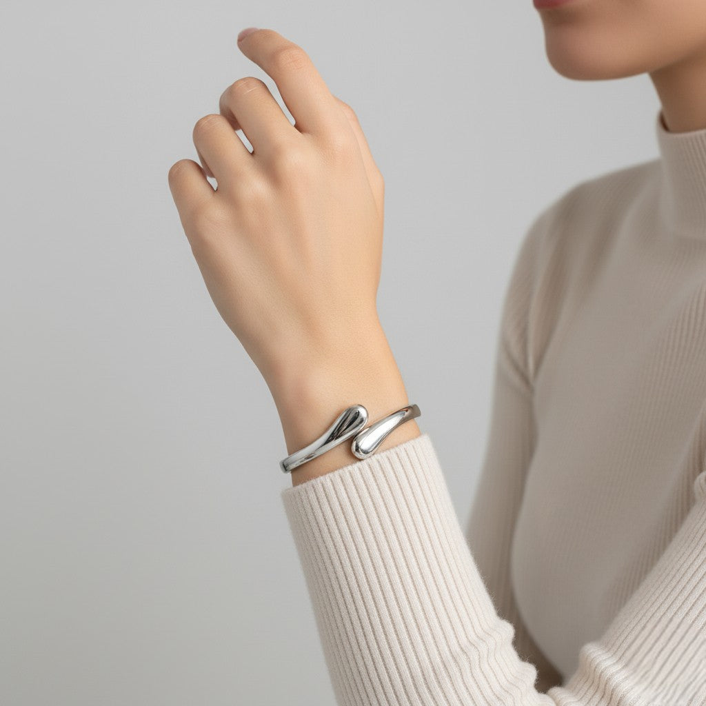 Ατσάλινο Βραχιόλι “Waterdrop” – Ασημί (B1741)