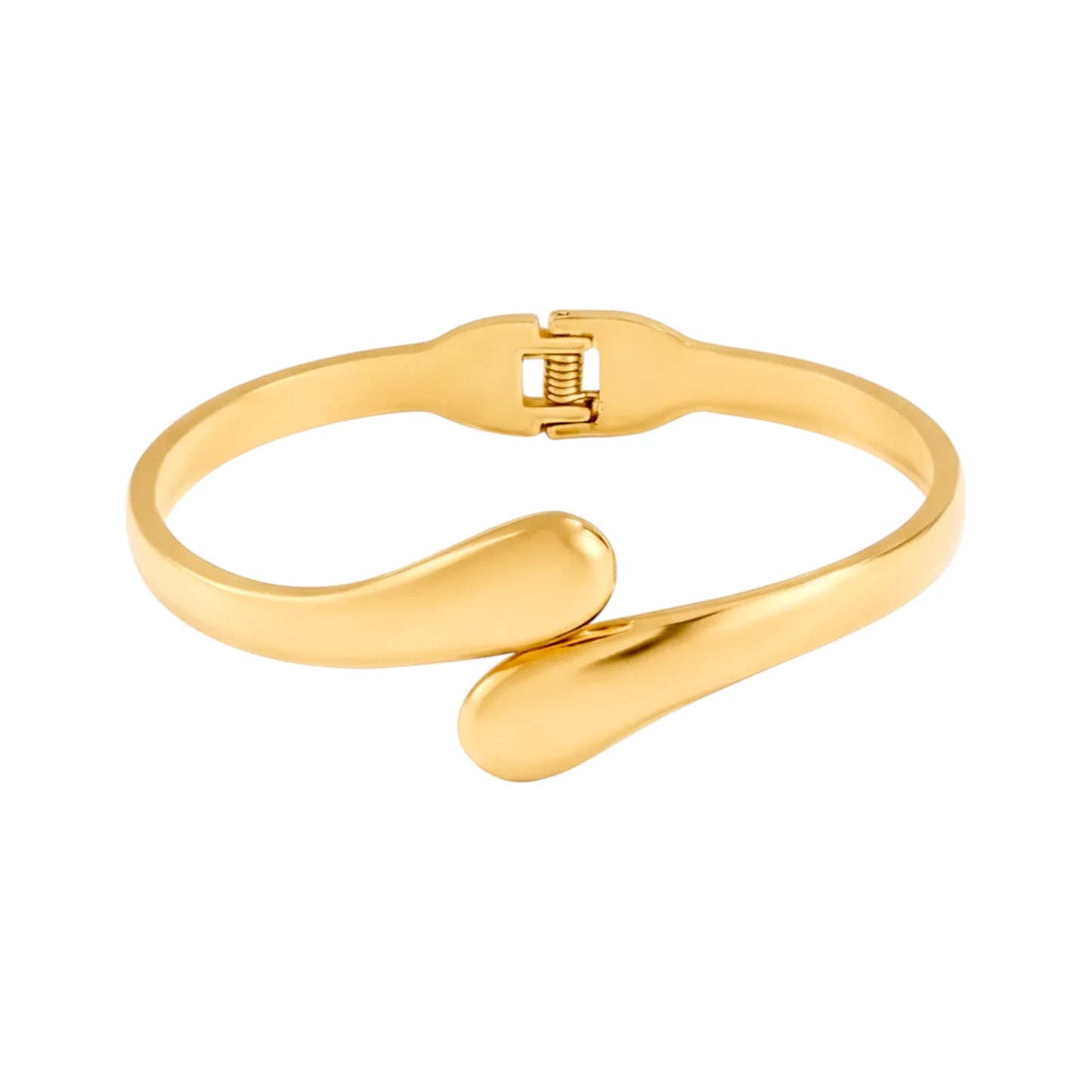 Ατσάλινο Βραχιόλι “Waterdrop” με Κούμπωμα Άνοιξης – Χρυσό (B1742)