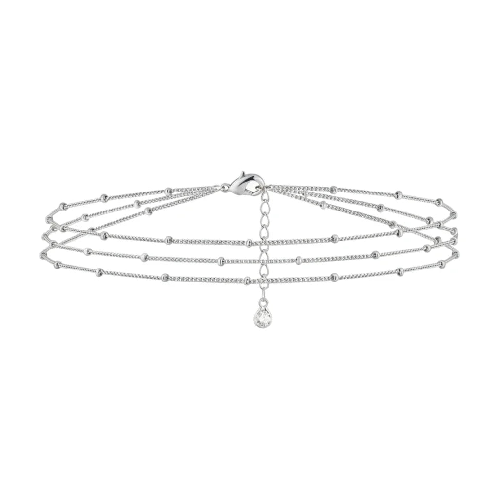 Ατσάλινο Πολυστρωματικό Ασημί με Κρεμαστό Ζιργκόν (B1743)