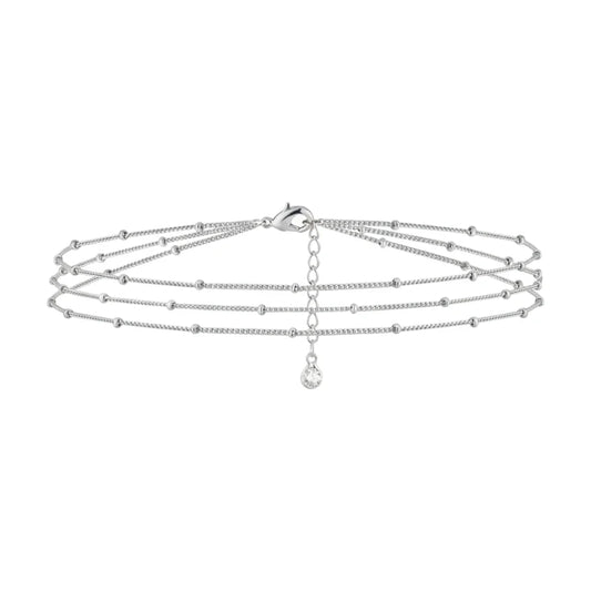 Ατσάλινο Πολυστρωματικό Ασημί με Κρεμαστό Ζιργκόν (B1743)