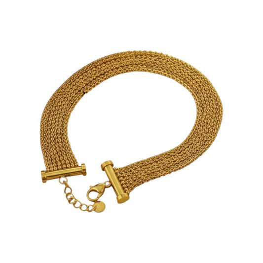 Ατσάλινο Χρυσό Βραχιόλι με Πολυστρωματική Πλέξη (B1753)