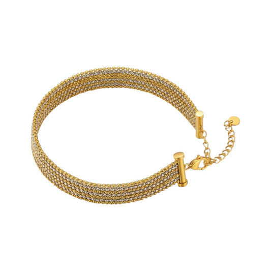 Ατσάλινο Δίχρωμο Βραχιόλι με Πολυστρωματική Πλέξη (B1754)