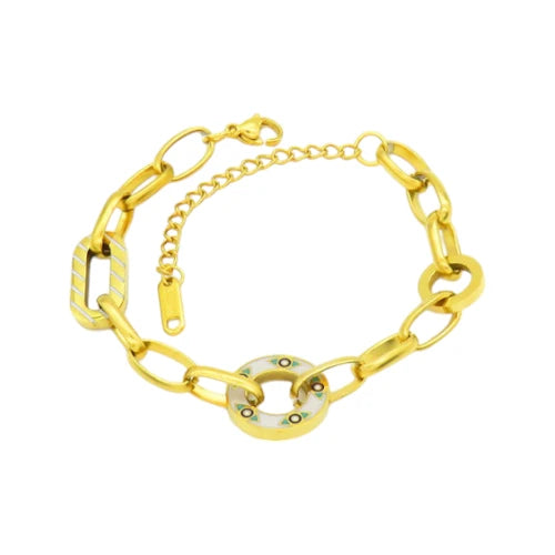Ατσάλινο βραχιόλι με κυκλικό στοιχείο 18k (B3099)