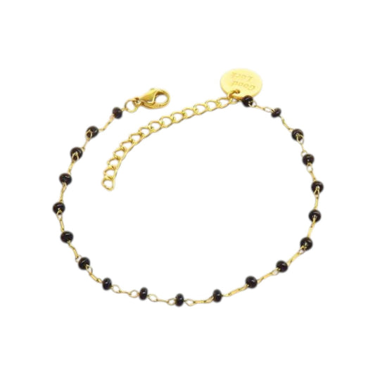 Ατσάλινο Βραχιόλι με Μαύρες Πέρλες – Διακριτικό & Κομψό (B3504)