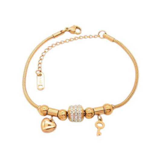 Βραχιόλι Snake από ατσάλι – Rose Gold Charms (B3520)