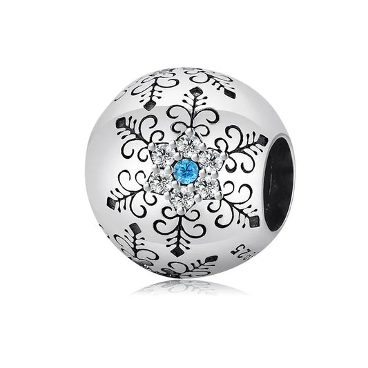 Charm από ασήμι 925 καρδιά με χιονονιφάδα (C1007)