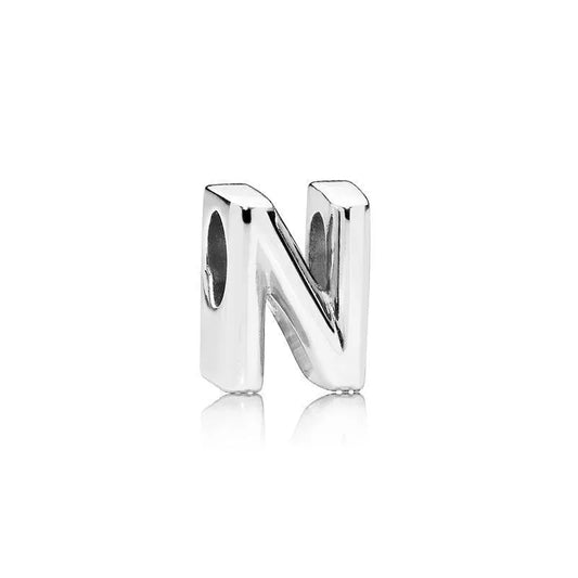 Charm από ασήμι 925 αρχικό γράμμα Ν (C1038)