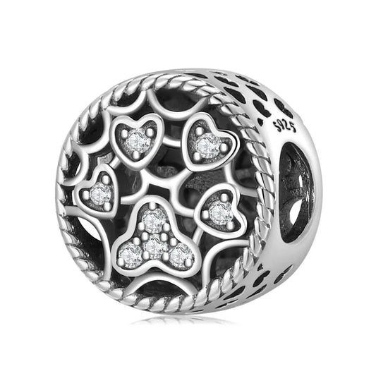 Charm από ασήμι 925 σφαιρικό με καρδούλες (C1181)