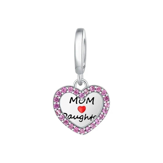 Charm από ασήμι 925 καρδιά mom daughter (C1207)