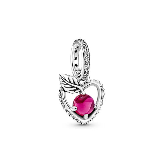 Ασημένιο Charm 925 σε Σχήμα Καρδιάς με Φούξια Πέτρα (C1257)