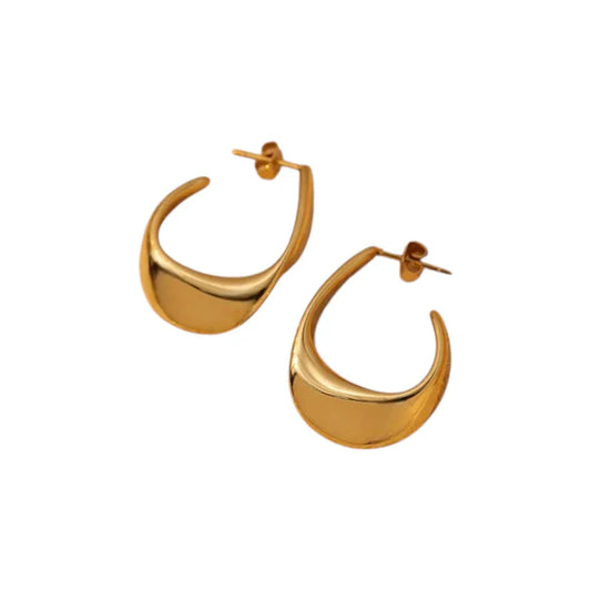 Ατσάλινα Σκουλαρίκια Κρίκοι – Χρυσό Μοντέρνο Σχέδιο (E1594)