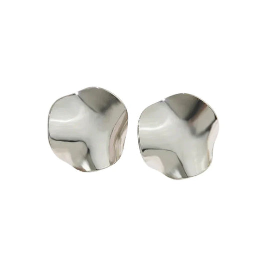 Ατσάλινα Σκουλαρίκια 2.5cm – Ακανόνιστο Κυματιστό Σχέδιο (E1598)