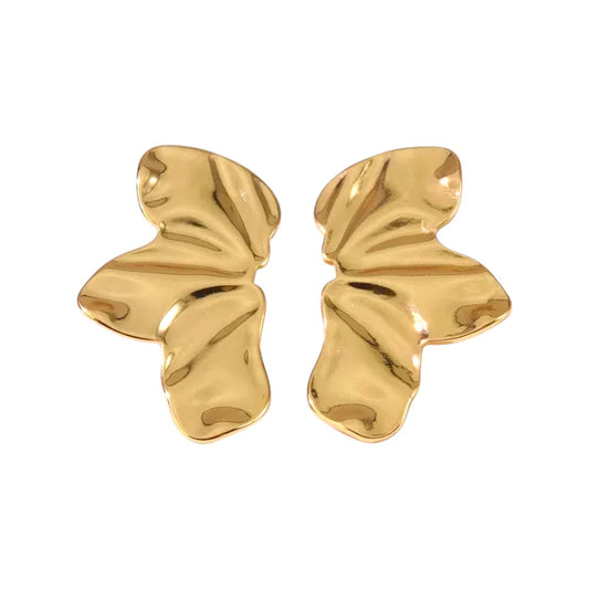 Ατσάλινα Σκουλαρίκια 4.5cm – Χρυσές Πεταλούδες (E1602)