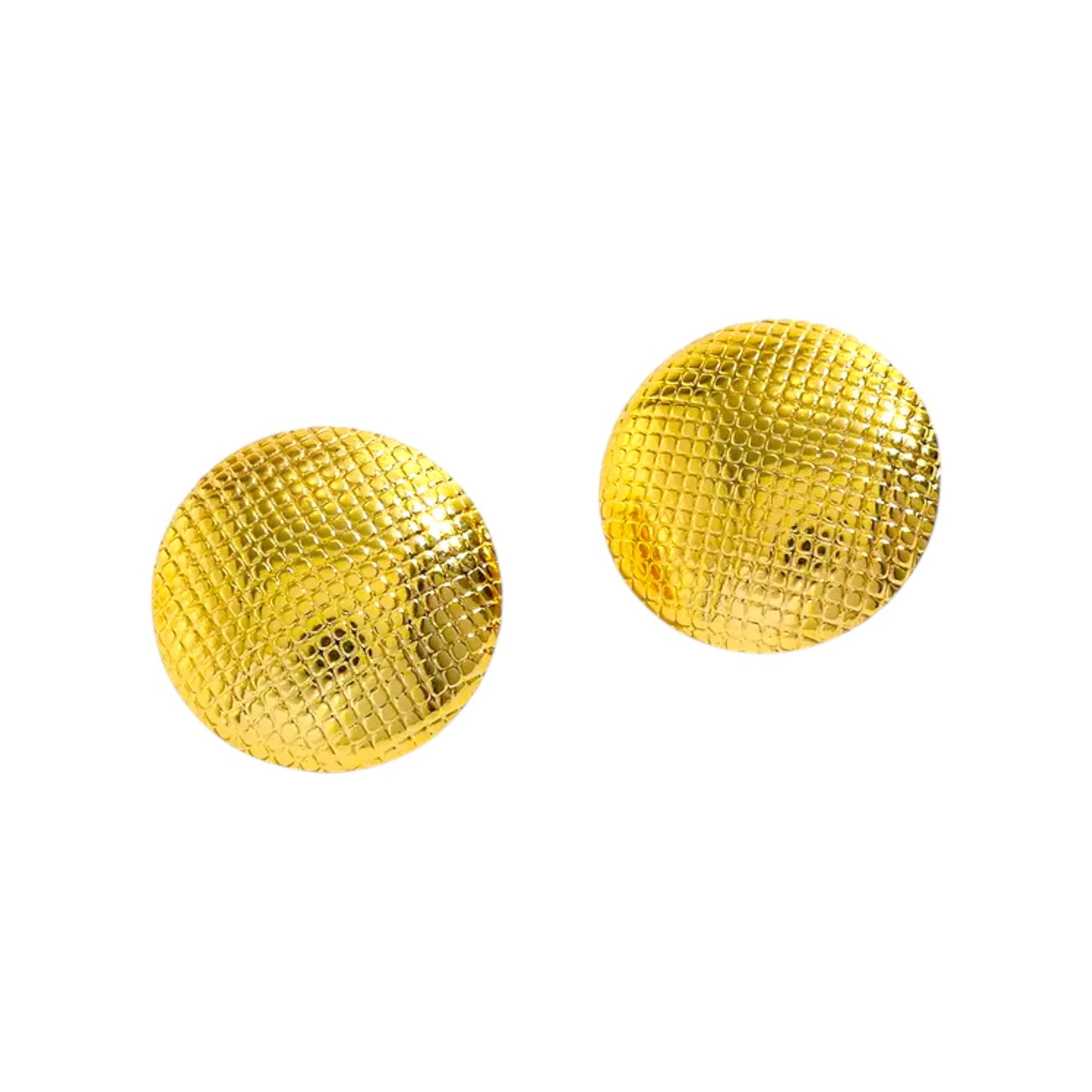 Γυναικεία Ατσάλινα Χρυσά Σκουλαρίκια 2 cm με Ανάγλυφη Πλέξη (E1610)