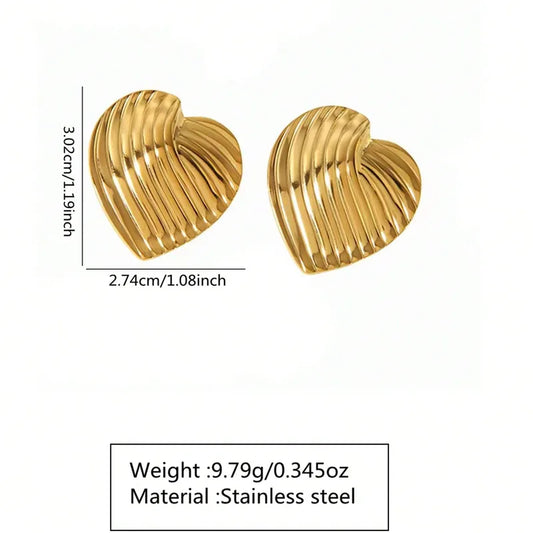Ατσάλινα σκουλαρίκια καρδιά 3cm (E1623)