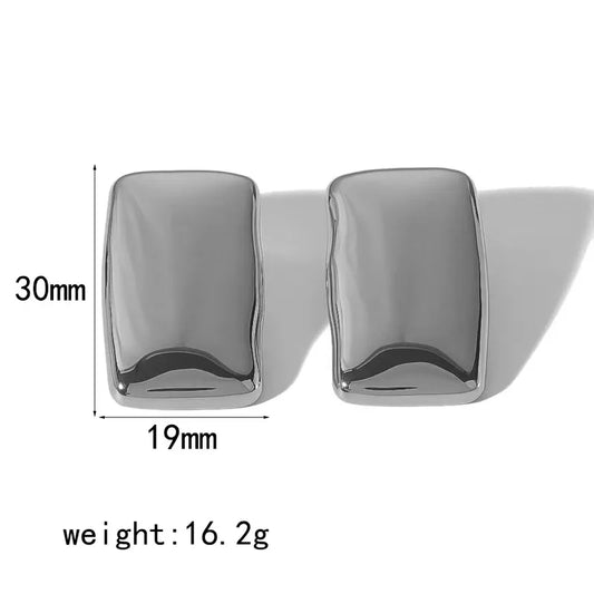 Ατσάλινα καρφωτά σκουλαρίκια ασημί 3cm (E1670)