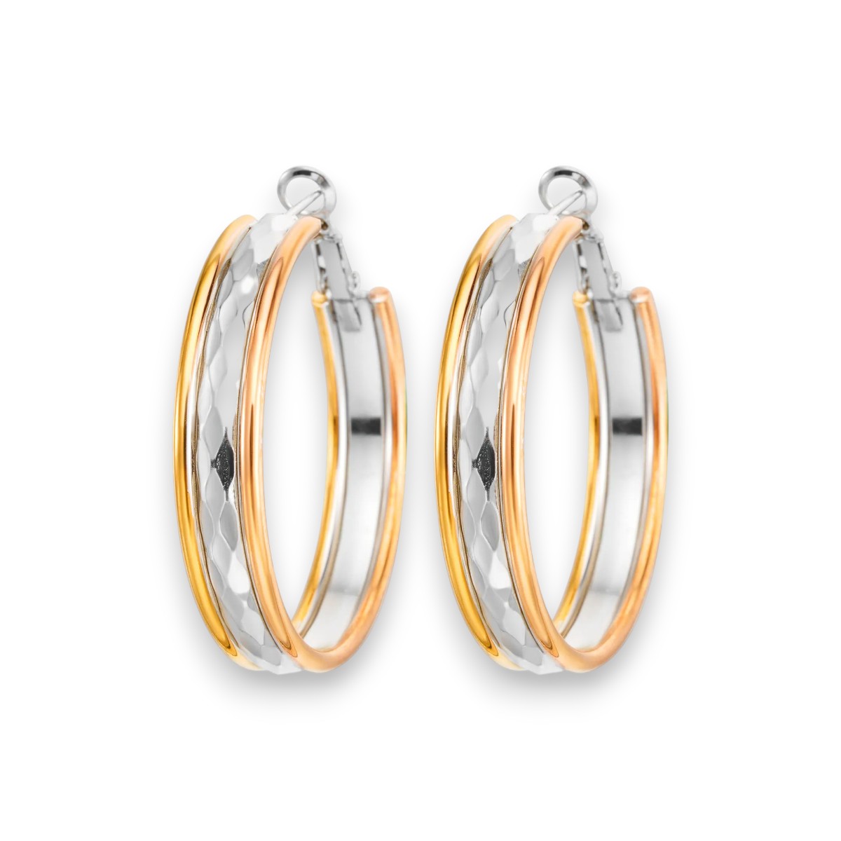 Ατσάλινοι Κρίκοι Δίχρωμοι 4 cm (E1697)