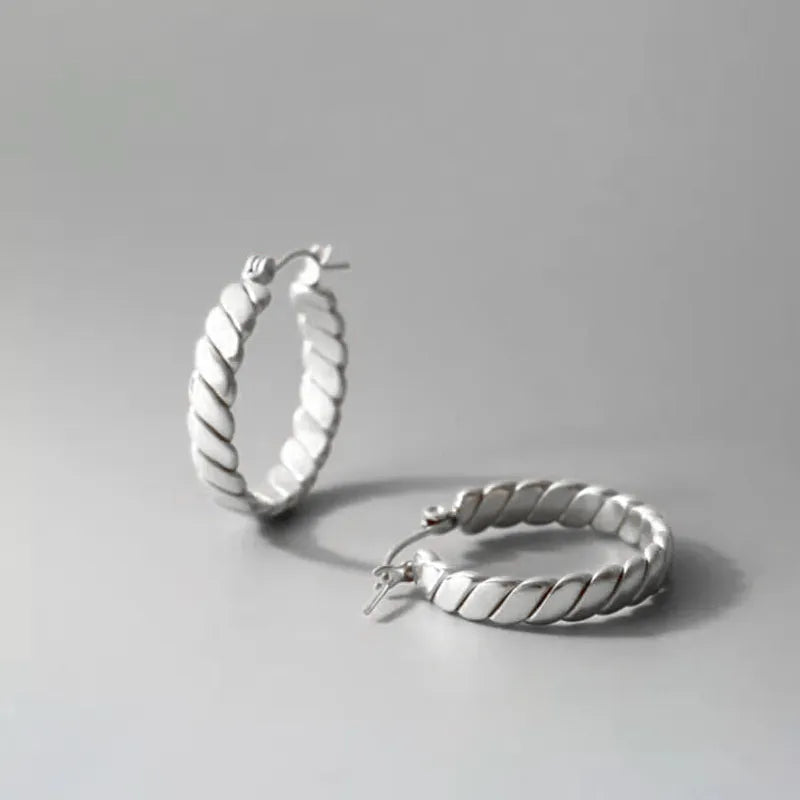 Ατσάλινα σκουλαρίκια κρίκοι 2.5cm ασημί (E1702)