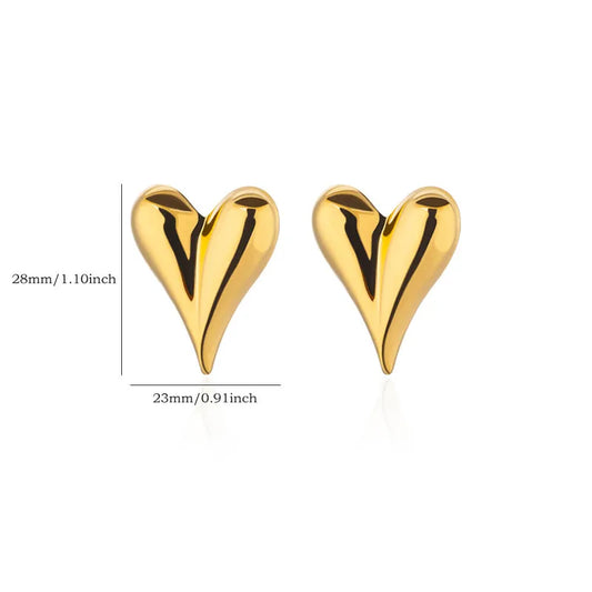 Ατσάλινα καρφωτά σκουλαρίκια καρδιά 2.8cm (E1706)