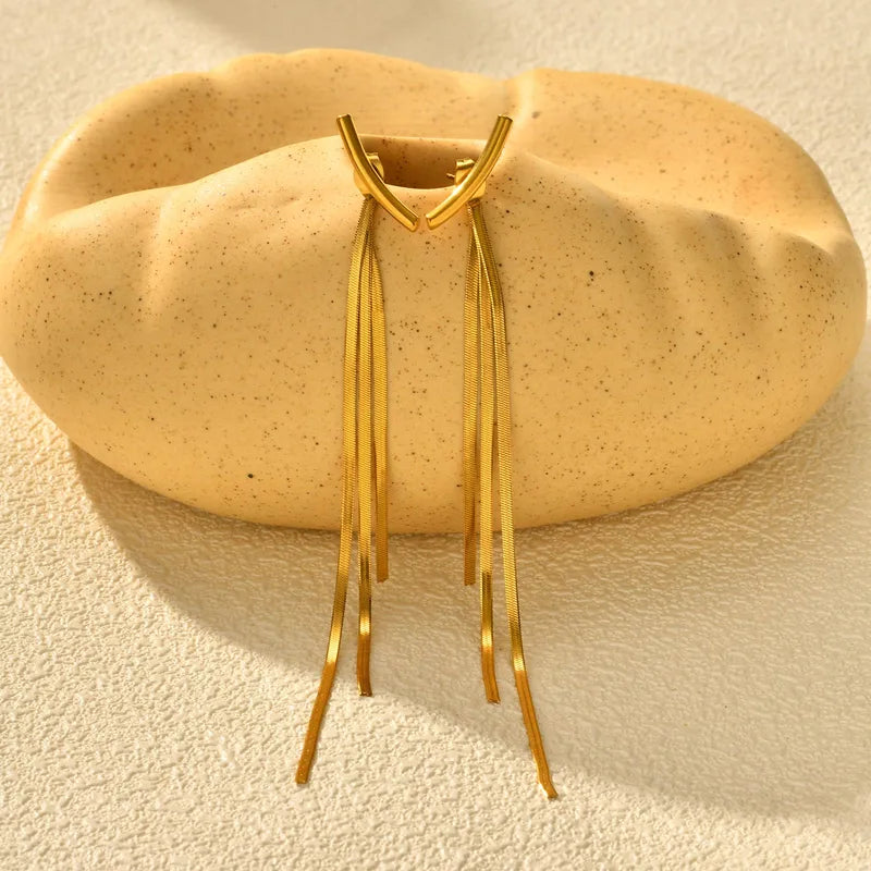 Ατσάλινα κρεμαστά σκουλαρίκια 10cm (E1713)