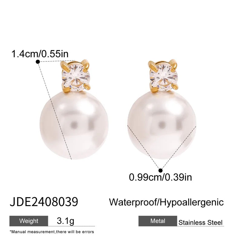 Ατσάλινα καρφωτά σκουλαρίκια πέρλα 1.4cm (E1750)